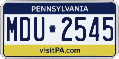 PA license plate MDU2545