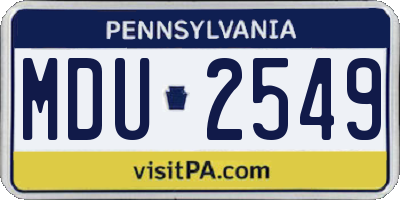 PA license plate MDU2549