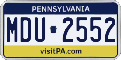 PA license plate MDU2552