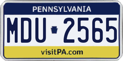 PA license plate MDU2565