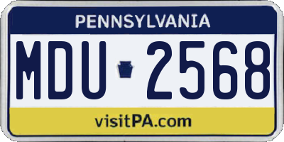 PA license plate MDU2568