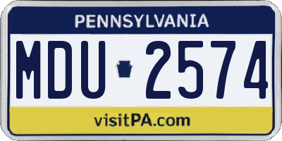 PA license plate MDU2574