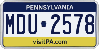 PA license plate MDU2578