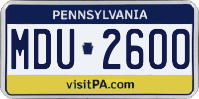 PA license plate MDU2600