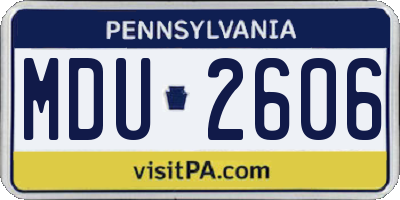 PA license plate MDU2606