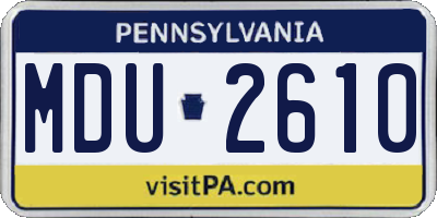 PA license plate MDU2610