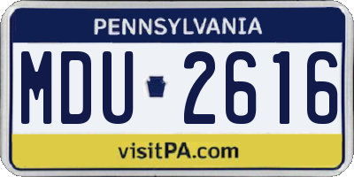 PA license plate MDU2616