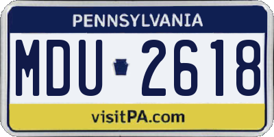 PA license plate MDU2618
