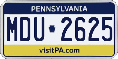 PA license plate MDU2625