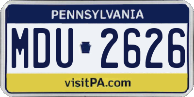 PA license plate MDU2626
