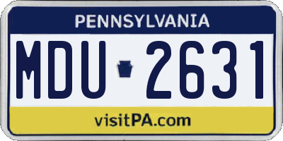 PA license plate MDU2631