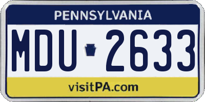 PA license plate MDU2633