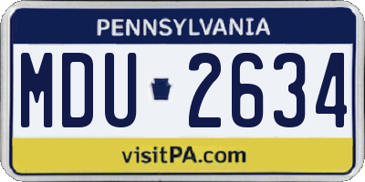 PA license plate MDU2634