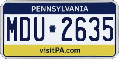 PA license plate MDU2635