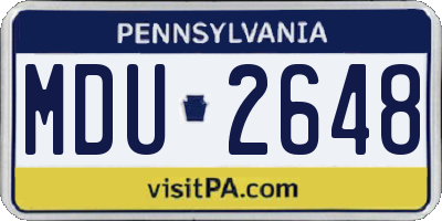 PA license plate MDU2648
