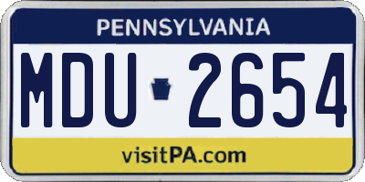 PA license plate MDU2654