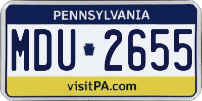 PA license plate MDU2655
