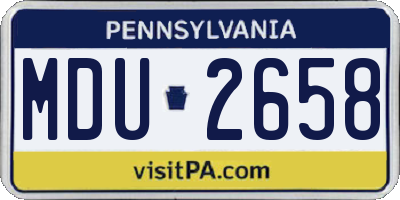 PA license plate MDU2658