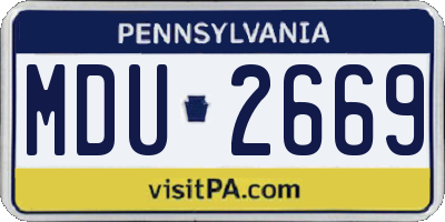 PA license plate MDU2669
