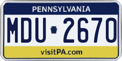 PA license plate MDU2670
