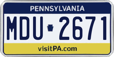 PA license plate MDU2671