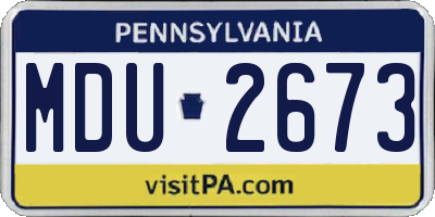 PA license plate MDU2673