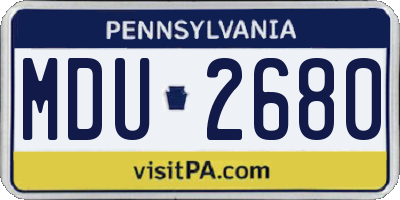 PA license plate MDU2680