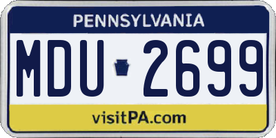 PA license plate MDU2699