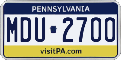 PA license plate MDU2700