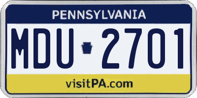 PA license plate MDU2701