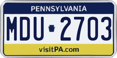 PA license plate MDU2703