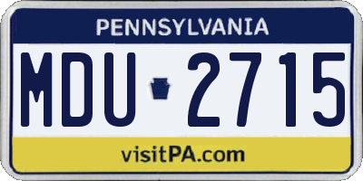 PA license plate MDU2715