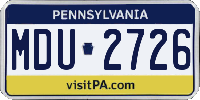 PA license plate MDU2726