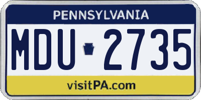 PA license plate MDU2735