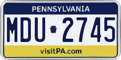 PA license plate MDU2745