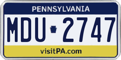 PA license plate MDU2747