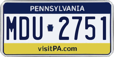 PA license plate MDU2751