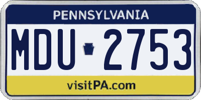 PA license plate MDU2753