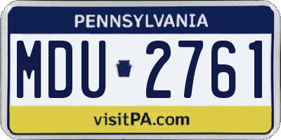 PA license plate MDU2761