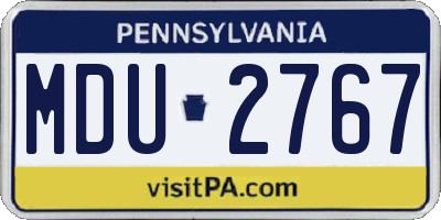 PA license plate MDU2767