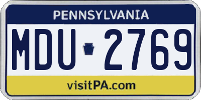 PA license plate MDU2769