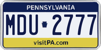 PA license plate MDU2777