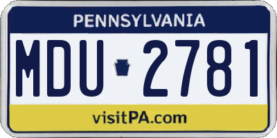 PA license plate MDU2781
