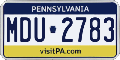 PA license plate MDU2783
