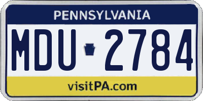 PA license plate MDU2784