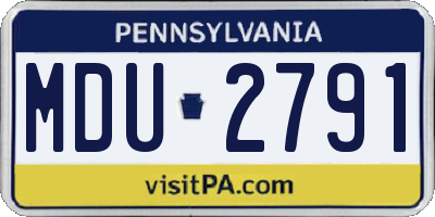 PA license plate MDU2791