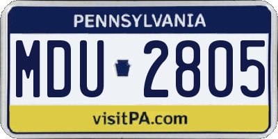 PA license plate MDU2805
