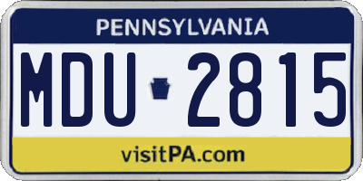 PA license plate MDU2815