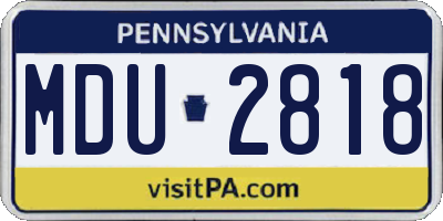 PA license plate MDU2818