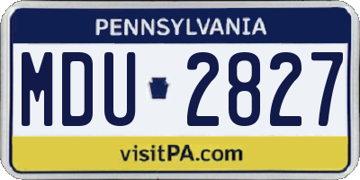 PA license plate MDU2827